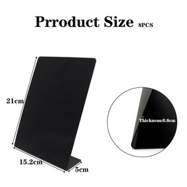 8 Pack Chalkboard Signs A5 - Small Mini Blackboard Black Chalk Display Board Signs for Tables Buffet Wedding Party Erasable Rectangle 21 x 15 cm