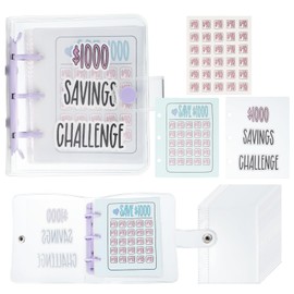 PATIKIL 1000 USD Savings Challenge Book with 25 Pages Budget Envelope Cash Binder for Home Finance Management Office Business - Purple