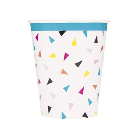 Unique 73146 Classic 9oz Paper Cups | Triangle Confetti Theme, Nylon/A
