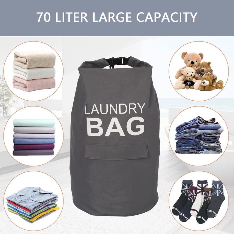Kimmama Laundry Backpack,Laundry Bag with Adjustable Strap,Dirty Clothes Bag for