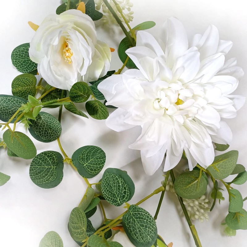 OrgMemory ガーランド花 人工観葉植物 壁掛け花藤 ダリア 造花 180ｃｍ 婚礼の儀式 ホーム オフィス