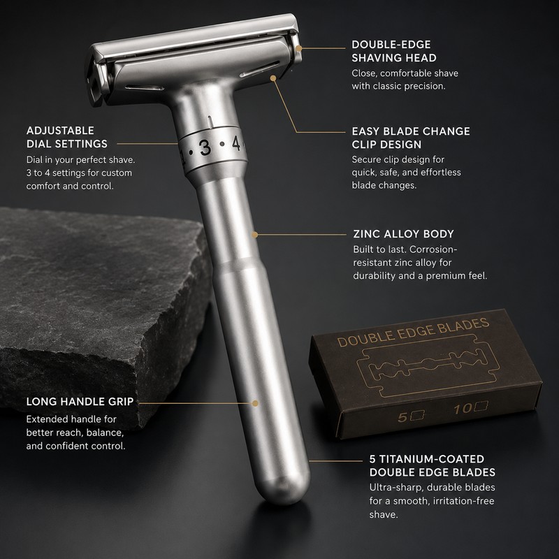 Men’s Double Edge Safety Razor for Wet Shaving – Zinc