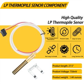 LP Thermopile Senor Component for Pilot Burner Assembly Replace SP20824, SP21058, SP20800, SP21096, SP20739 Water Heater Thermopile Replacement for Rheem | Ruud | Richmond Water Heaters Pilot | 750mV