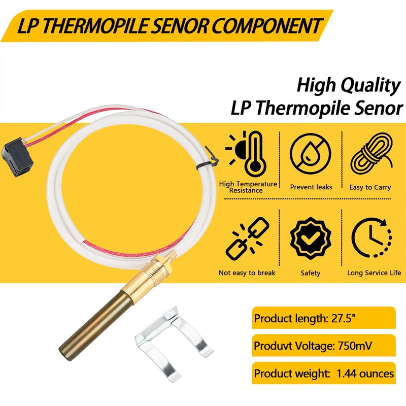 LP Thermopile Senor Component for Pilot Burner Assembly Replace SP20824,