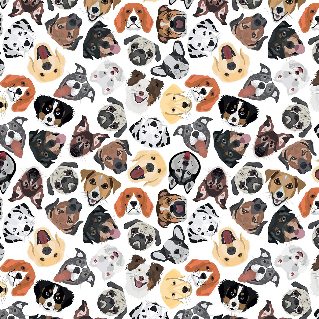 Dog Wrapping Paper - Puppy Gift Wrap - Folded Flat 30 x 20 Inch (3 Sheets)