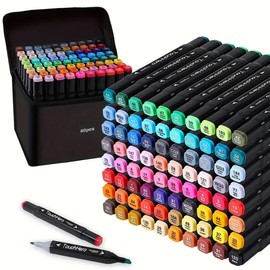 30 80 120 168 Colors Alcohol Markers with Dual Tip, Pen Holder & Case for Kids and Adult Use, Perfect for Art Supplies and Coloring Books springtok Versatile:_80Colors 