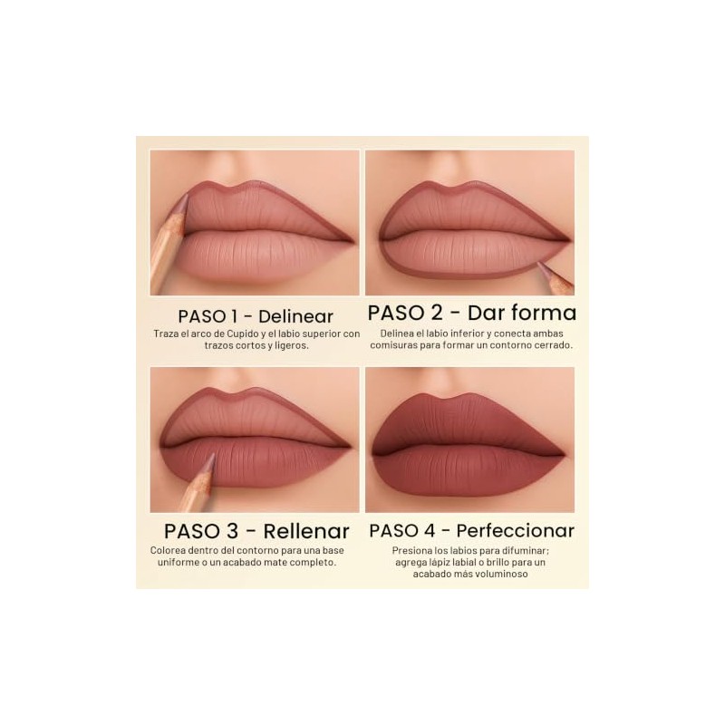Erinde 6Pcs Lápiz Perfilador de Labios, Larga Duración y Resistente