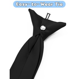 Luckyvestir Boy's Clip on Tie Solid Color Ties for Boys Pre Tied Adjustable Neckties for Kid Formal Graduation School Uniform