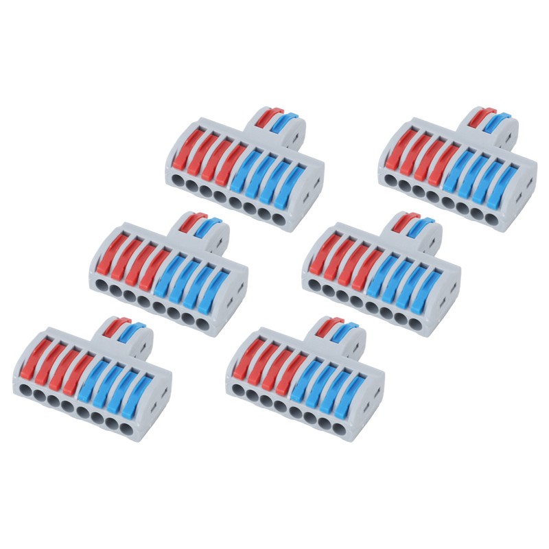 6PCS 2 in 8 Out Terminal Blocks 8 Way Butt