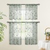 HOMEIDEAS Sage Green Sheer Kitchen Curtains 30 X 24 Inch