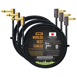 WORLDS BEST CABLES 3 Units - 30 Inch - Pedal, Effects, Patch, Instrument Cable Custom Made Using Mogami 2319 Wire & Eminence Tiny Gold-Plated Angled TS Connectors