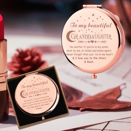 CMNIM Granddaughter Gifts from Grandparents Mirror to My Beautiful Granddaughter Makeup Mirror I Love You to The Stars & Back (Granddaughter Stars Mirror)