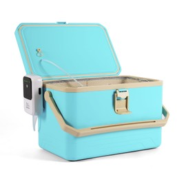 Ghosthorn 10L Fishing Cooler for Live Bait Storage with 4000mAh Silent Rechargeable Areator for Fish and Accessories，Portable Bait Bucket with Air Pump for Outdoors（Blue）