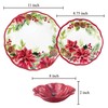UPware 12 Piece Poinsettias Melamine Dinnerware Sets, Outdoor Dishes Set,