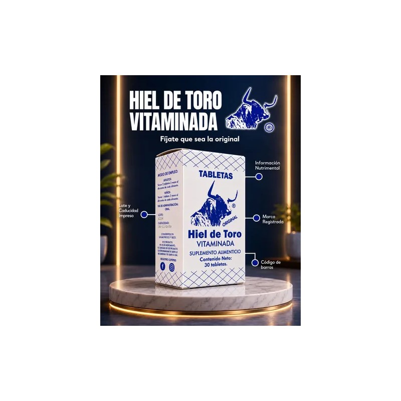 Hiel De Toro Vitaminada Tabletas 30 Tabs. Sapsa 4 Pack
