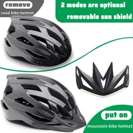 SAEROVIE Bike Helmet for Men and Women, Bicycle Helmets for Mountain and Road Cycling, Cycling Helmet with Removable Visor, 56 to 62 cm Heads Circumference, for Ages 14 and Up People