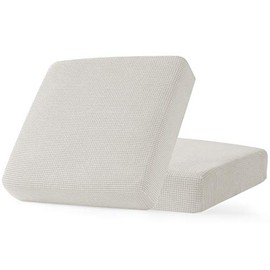 CHUN YI 2PC Stretch Couch Cushion Covers, Sofa Seat Slipcovers Suitable for Armchair Loveseat Sofa with Spandex Jacquard Fabric(2pc,White)