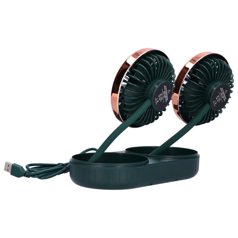 Car Fan 360° Rotatable 3 Speed DualHead USB Powered Mini
