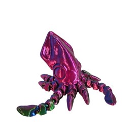 3D Printed Articulated Squid Fidget Toy Decorative Articulated Animal Model for Home Office Decor (3 Color)