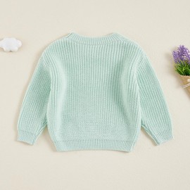 Kodaruber Toddler Baby Girl Boy Knit Sweater Solid Color Crewneck Long Sleeve Pullover Sweatshirt Fall Winter Clothes(Blue,12-18 Months)