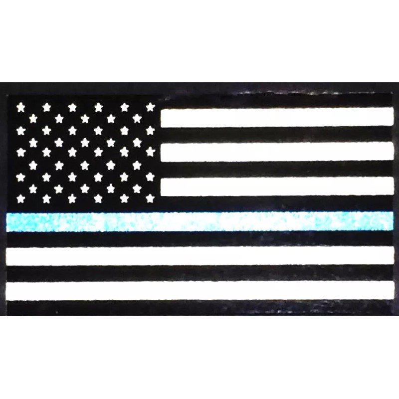 Police Officer Thin Blue Line reflective American Flag Decal Sticker