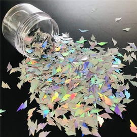 10 Grams/Pack -Sliver Lightning Shape Sequins Glitter - Festival Rave Beauty Makeup Face Body Nail Art Decoration LB100