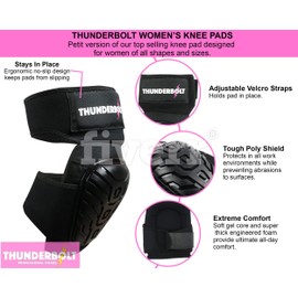 Knee Pads for Women for Work by Thunderbolt for Flooring, Gardening, Cleaning, Tile Work, with Comfortable Gel Cushion and Anti-Slip Straps