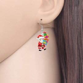 WEVENI Acrylic Christmas Snowman Earrings Dangle Gingerbread Jewellery Hypoallergenic for Women Teenager Girls Friends Gifts Charms, Acrylic, No Gemstone