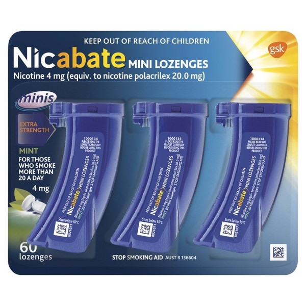 Nicabate Minis 4mg Mint Lozenges Extra Strength X 60