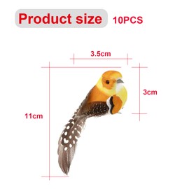 NIYATA Pack of 10 Artificial Birds Decoration, Decorative Birds with Clip, Artificial Birds Outdoor, Suitable for Miniature Garden Decoration, Branch Decoration, Garden Decoration, Wedding Decoration