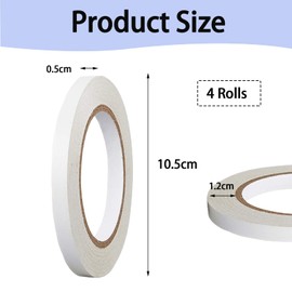 BPTZYLN 4 Rolls Double Sided Tape Double Sided Tape Craft Double Sided Sticky Tape Multipurpose Suitable for Office Crafts DIY Photos Wallpaper Scrapbooking Sewing Handwork Decorations