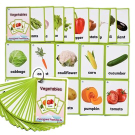 Richardy 20PCS/Set Vegetable Kids Gifts English Flash Cards Pocket Card Educational Learning Baby Toys for Children Pre-Kindergarten