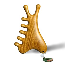 Tinuos 4-in-1 Wooden Scalp Massager Comb – Premium Hair Growth Head Massager, Gua Sha Tool for Face & Body, Green Sandalwood Hair Scalp Massager for Stress Relief & Circulation