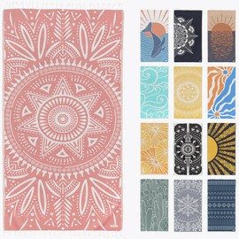 FESHKA Sand Free Turkish Beach Towel (37 x 67) Quick Dry Bath Towel, Oversized Beach Blanket, Lightweight for Travel - Made with 100% Organic Turkish Cotton - Lovesong (Pink)