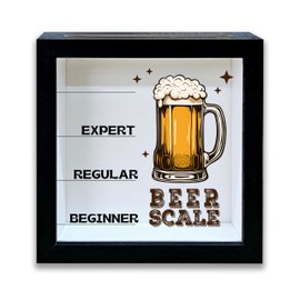 Beer Scale Shadow Box with Slots, Bottle Cap Catcher Boxes Frame 8x8 Inches Decorations for Bar Home, Keep Sake Box for Memories, Funny Gifts for Beer Lovers, Shadow Boxes Display Cases -23