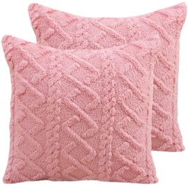 CutitiUU Set of 2 Plush Pillow Cover 45 * 45cm,Cushion Covers,Faux Fur Cushion Covers,Soft Plush Decorative Throw Pillow Covers,Fluffy Plush Pillowcase for Sofa Bedroom (Pink)