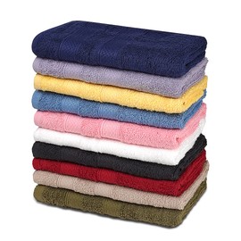 ZUPERIA Classic Multicolored Large Hand Towels - 100% Cotton (16x28 Inches, Pack of 10, Assorted) Highly, Quick Dry for Bathroom, Pool, Gym, Spa and Hotel Use