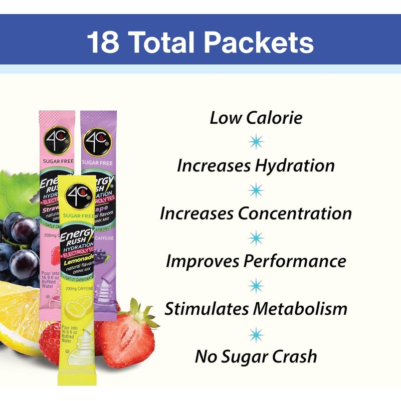 4C Paquete Surtido de 18 Palitos Energy Rush Psd con