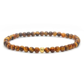 Echtes Tigerauge Edelstein Armband mit 4mm Perlen - verschiedene Längen - Heilstein Schutzstein Talisman Glücksbringer Geschenk (Tigerauge, 22CM)