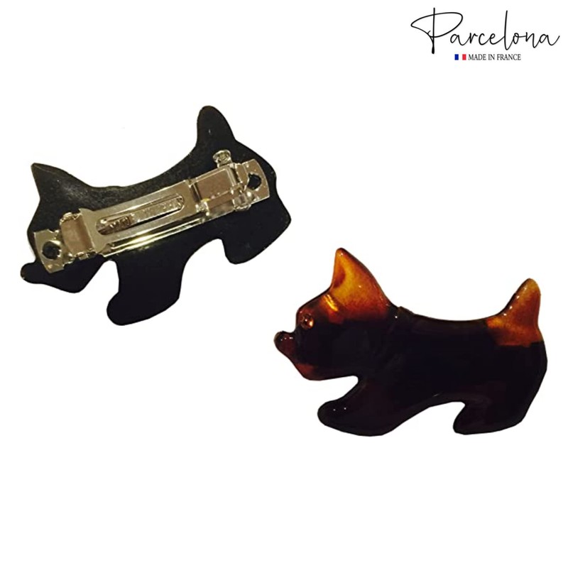 Parcelona French Dog Small Celluloid Acetate Black Tortoise Shell Brown