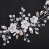 Teyglen Flower Bride Wedding Hair Vine Silver Wedding Headband Handmade
