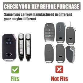 Gematay for Kia Key Fob Cover with Keychain, Key Shell Cover Holder Compatible with 2021 2022 2023 Kia Carnival 6/7 Buttons KA4 EX SX LX Fiesta Smart Key Fob, Black