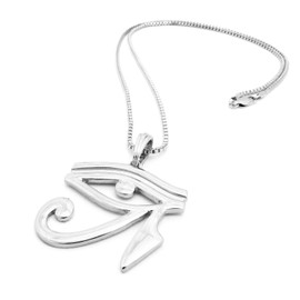 Fashion 21 Egyptian Eye of Horus Pendant Various 24" Chain Necklace in Gold, Silver Tone (Silver - 2mm 24" Box Chain)