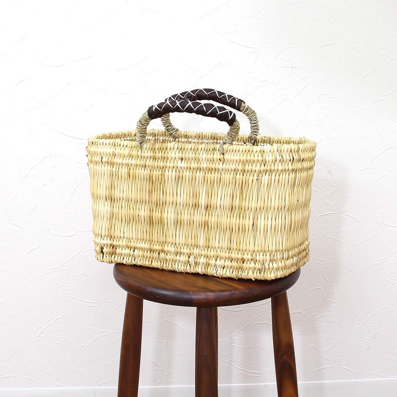 Matsunoya Basket Straw Leather Hand Horizontal Basket S