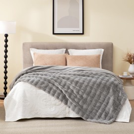 Cozy Bliss Fluffy Faux Fur Throw Blanket for Couch,Lightweight Cozy Soft Grey Throw Blankets for Sofa Bed Living Room,60x80 Inches