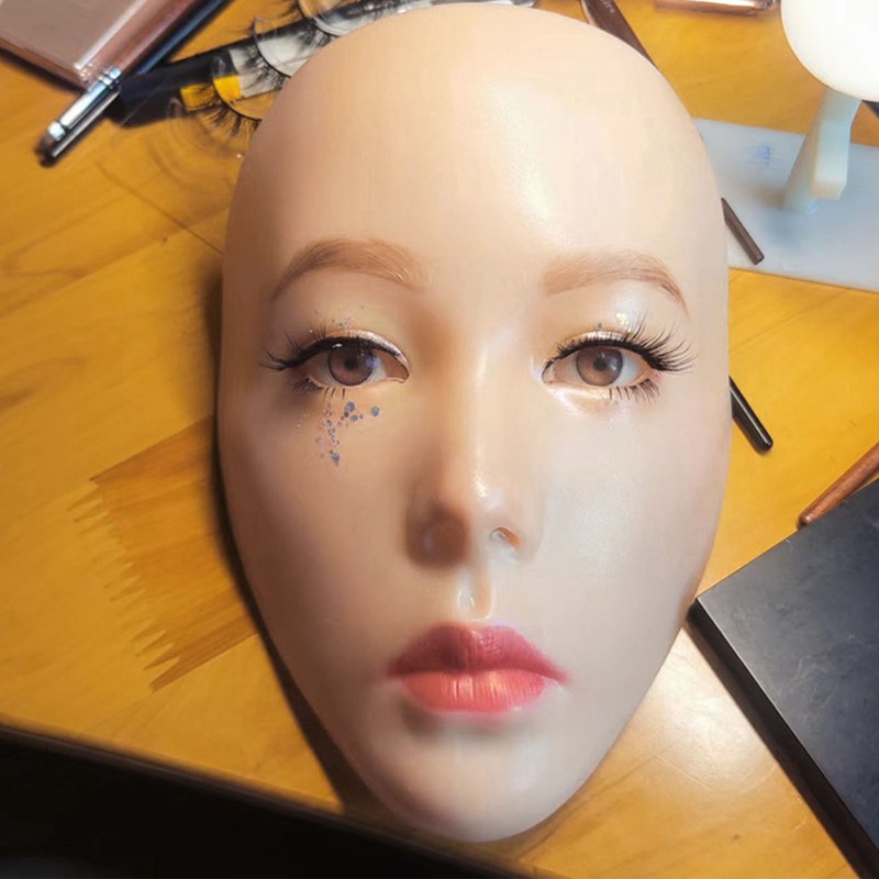 Makeup Practice Face with Plastic Stand 5D Silicone Full Face