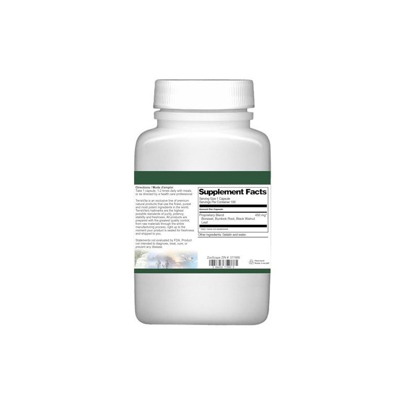 Terravita Burdock, Boneset, and Walnut Formula - 450 mg (100