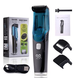 Vacuum Beard Trimmer for Men,IPX6 Waterproof Electric Beard Trimmer with Adjustable Comb (1-20MM) - Rechargeable Mustache Trimmer for Mustache,Stubble - Color: Blue