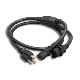 Cablelera AC Power Splitter Y Cable NEMA 5-15P 2X IEC-320-C13 Sjt 16AWG, 10ft (ZADA39MC-10)