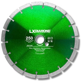LXDIAMOND Diamond Cutting Disc 250 mm x 25.4 mm - for Cutting Tables, Bridge Saws - Diamond Disc for Cutting Stone, Concrete, Brick, Masonry - 250 mm Stone Disc in Professional Quality